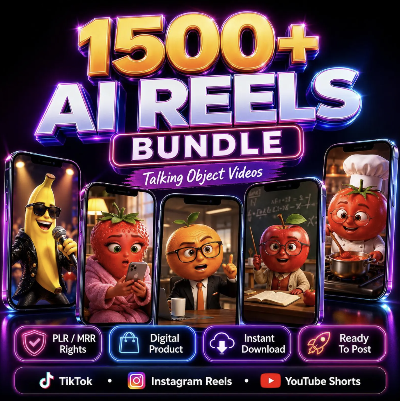 1500+ AI Reels Bundle Talking Object Videos